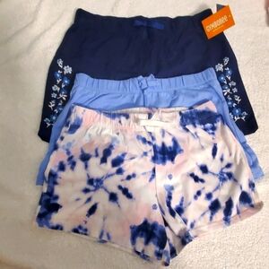 Gymboree & PLACE Girls' Shorts Set of 3- Navy, Blue, Tie-Dye